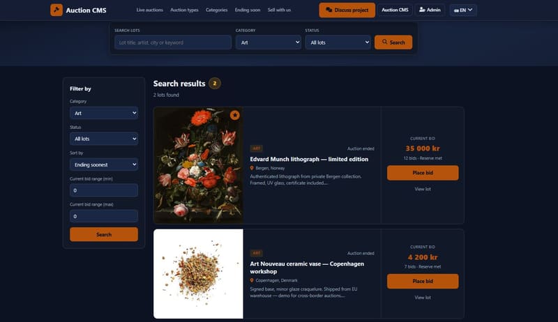 Auction CMS