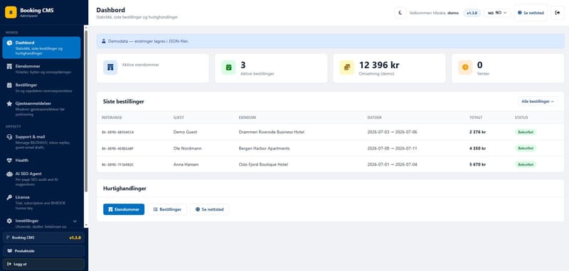 Booking CMS admin